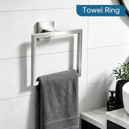 Brushed Nickel Towel Bar, SUS304 Stainless Steel Bathroom Hardware Set, Towel Racks for Bathroom Wall Mounted, 24-Inches