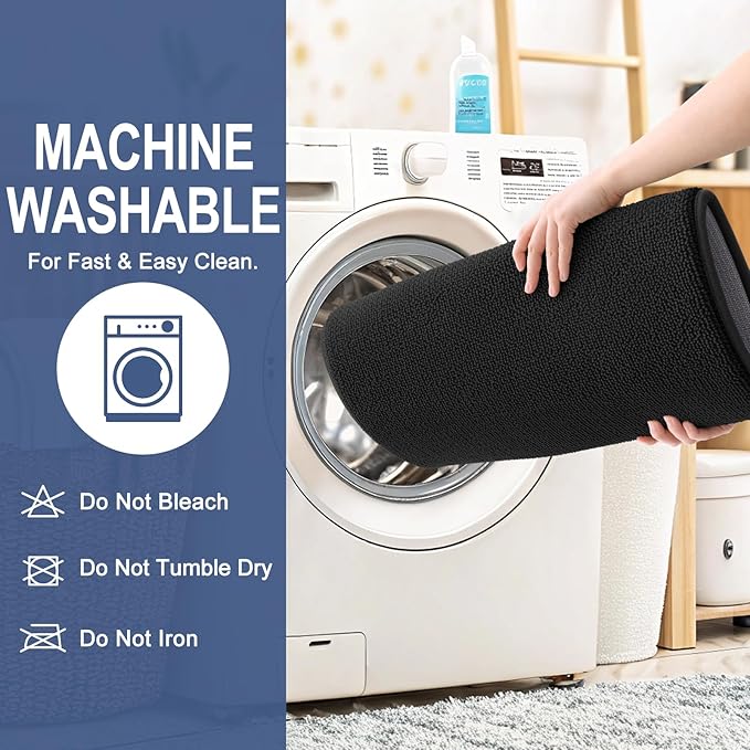 OLANLY Memory Foam Large Bathroom Rugs 44x32, Absorbent Bath Mat, Black | Soft Quick Dry Bath Rugs, Non-Slip Carpet, Machine Washable Mat for Bathroom Floor, Tub and Shower, Home Decor Accessories