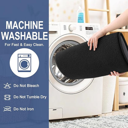 OLANLY Thick Memory Foam Bathroom Rugs 35x24, Absorbent Bath Mat, Black | Soft Quick Dry Bath Rugs, Non-Slip, Machine Washable Carpet for Bathroom Floor, Tub and Shower, Home Decor Accessories
