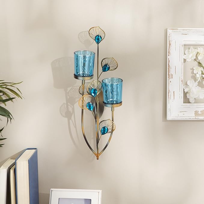 Exotic Peacock Plume Wall Sconce
