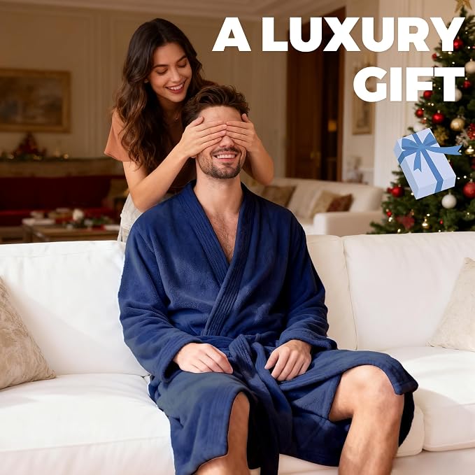 PJGGZ Towel Robe for Men - Ultra-Absorbent Soft Quick Dry Towel Bathrobe Kimono for Shower, Spa & Hotel