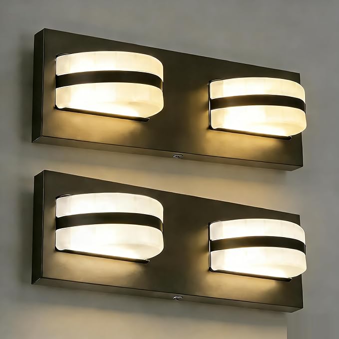 LED Bathroom Vanity Light, 1100LM 2 Light, Black Modern Matte Bathroom Lighting, Over Mirror Vanity Lights for Bathroom, Living Room, Bedroom ETL Certified