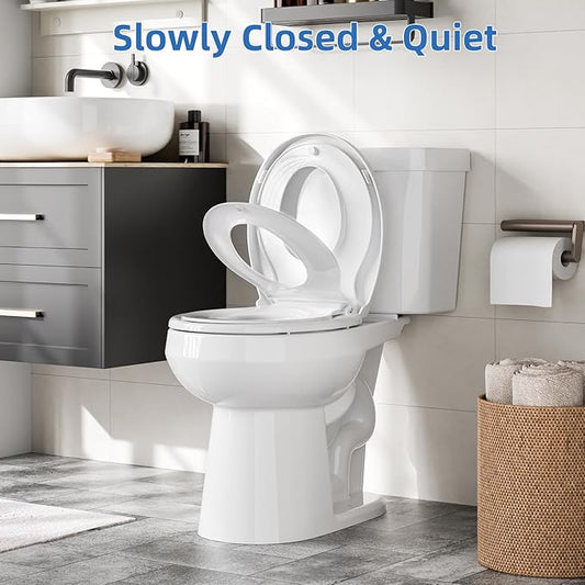 Toddler Toilet Seat,Round Toilet Seat Cover with Quick-Release Design, Child and Adult Friendly, Fits 17-Inch Toilets, Smooth Finish, Easy Cleaning,White