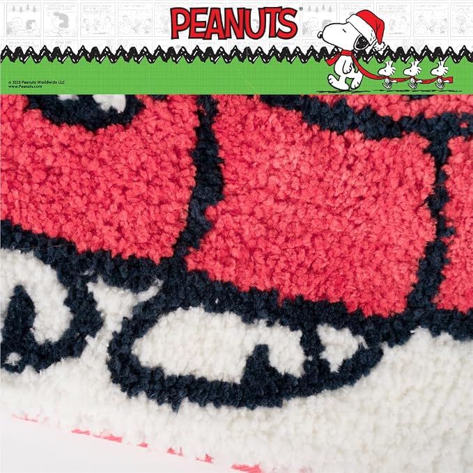 Collectibles Peanuts Snoopy Puffer Coat Holiday & Christmas Non Slip Plush Poly Knit Bathroom Mat Rug, 17x24, (Officially Licensed Product) By Franco