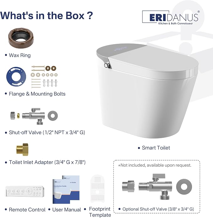 One Piece Smart Bidet Toilet, Wash & Dry, Heated Seat, White Gray | Off Seat Auto Flush, Foot Sensor Flush, Instant Warm Water, Adjustable Wash, Self Cleaning Wand, Pre Wet, Night Light
