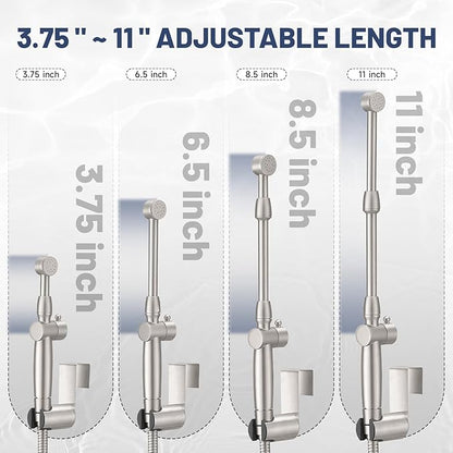 Brushed Nickel Handheld Bidet Sprayer Attachment for Toilet Brass Cloth Diaper Sprayer Bidets for Attachment Toilet with Adjustable Length Spray Heads