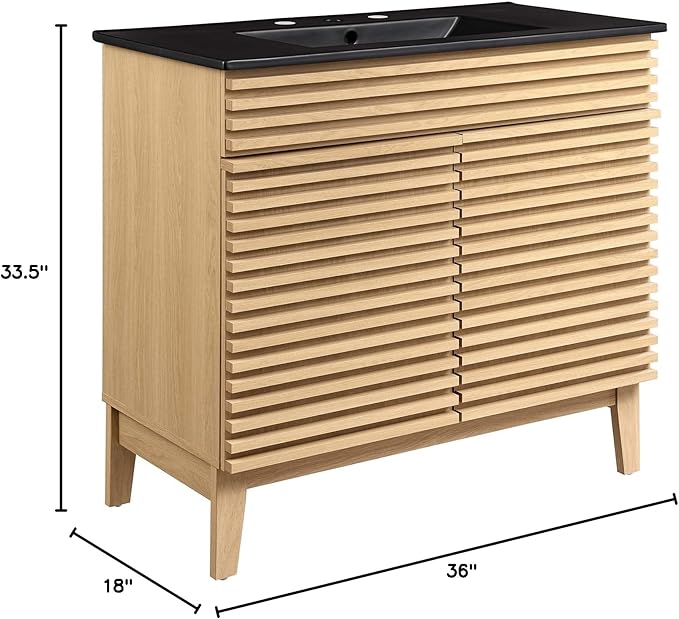 Modway Render 36" Bathroom Vanity in Oak Black