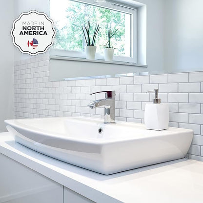 Smart Tiles Peel and Stick backsplash, Subway Carrara Marble, 10.95"x9.7" | Pack of 10 (6.3 sq ft), Glossy, Heat/Moisture Resistant, Low VOC, Kitchen/Bathroom, Renter Friendly, Made in Canada
