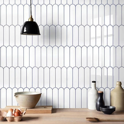 Commomy Thicker White Peel and Stick Tiles Backsplash - 10 pcs of 12" x 12" - 3D Adhesive Peel and Stick Backsplash for Kitchen, Bathroom, Removable, Waterproof, Vinyl Wall Tile (Gray Grout)