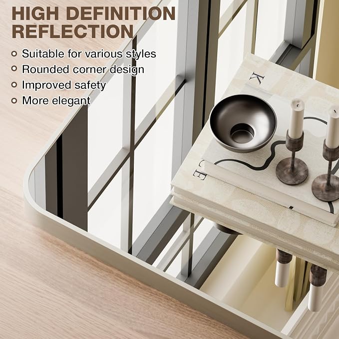 22"x30" Bathroom Mirror for Over Sink, Brushed Nickel Vanity Mirror | Aluminum Alloy Frame, Clear Reflection, Rust-Resistant, Vertical or Horizontal, Wall Mount, Bedroom and Entryway