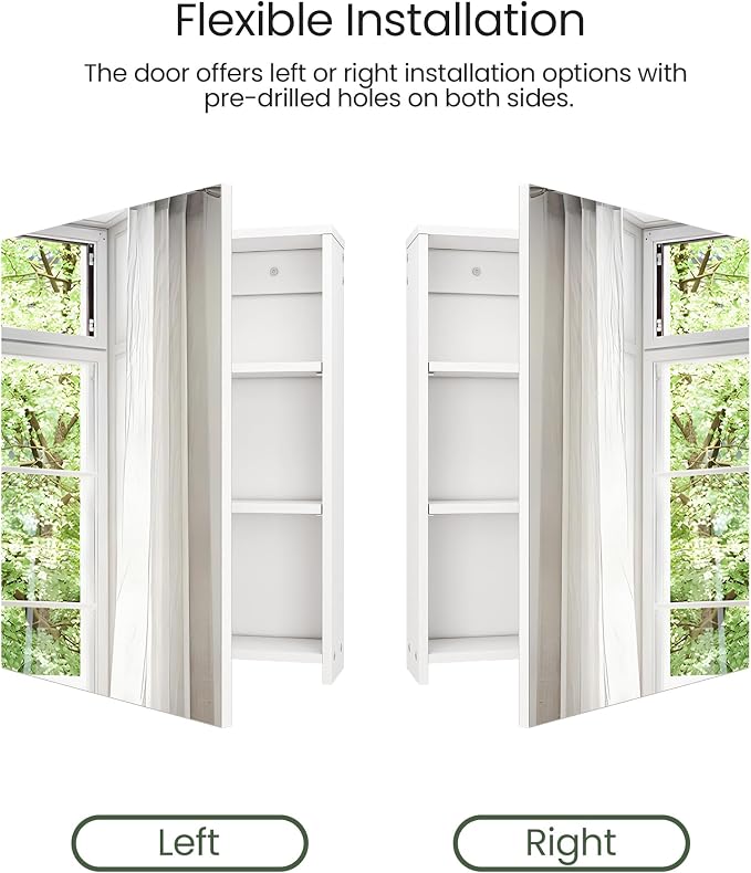 CHOEZON Bathroom Medicine Mirror Cabinet, 21.7'' x 27.6'', Wall-Mounted Bathroom Vanity with Mirror, Bathroom Medicine Cabinet with Storage Function, Hanging Storage Cabinet, Adjustable Shelves, White