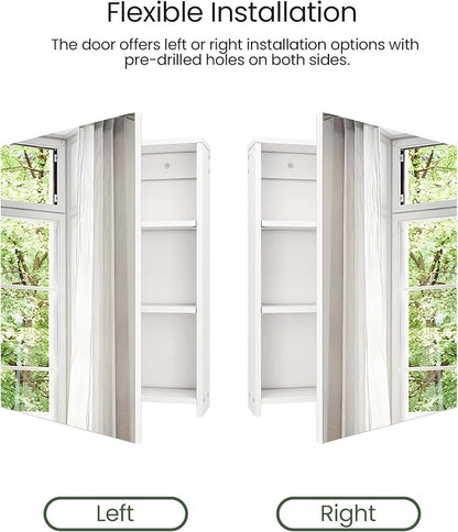 CHOEZON Bathroom Medicine Mirror Cabinet, 21.7'' x 27.6'', Wall-Mounted Bathroom Vanity with Mirror, Bathroom Medicine Cabinet with Storage Function, Hanging Storage Cabinet, Adjustable Shelves, White