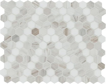 MSI Angora Sazi 11 in. x 14 in. Polished Marble Hexagon Tile for Kitchen Backsplash, Floor Tile, Wall Tile for Bathroom, Shower Wall Tile, Mesh Mounted Mosaic Tile