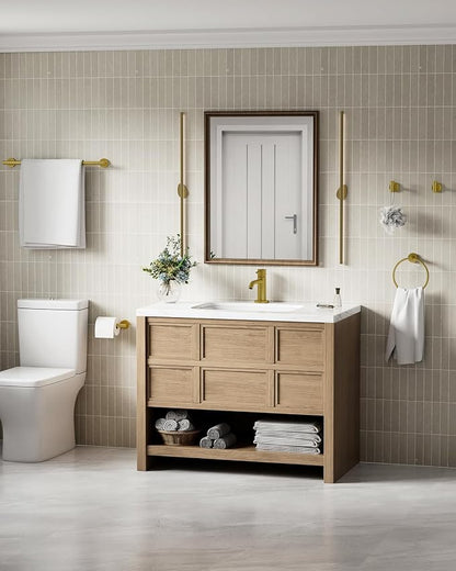 Brushed Gold Bathroom Hardware Set 10 Pieces Stainless Steel | Evolvegoods Bathroom Hardware Set, Includes 26 inch Towel Bar, 4 Towel Hook, 2 Towel Ring Toilet Paper Holder