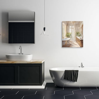 Serenity Bath Floral Still Life, 24 x 30 Inch Canvas Wall Art | Stupell Industries · By Kim Allen · Ready to hang · Perfect for bathroom or bedroom · Made in USA