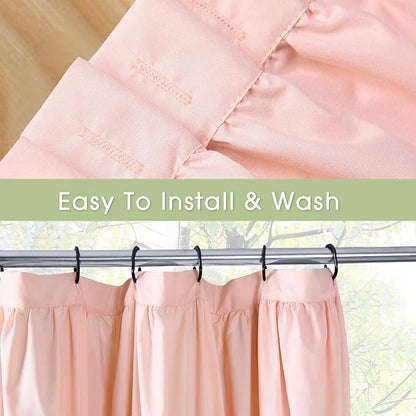 Homechoice Decor Peach Ruffle Shower Curtain, Handcrafted Bow Tie | Vintage Bath Curtain for Master Bathroom, Ruched Microfiber Bathroom Curtain with 12 Buttonholes, 72" W x 84" H (LQ-10)