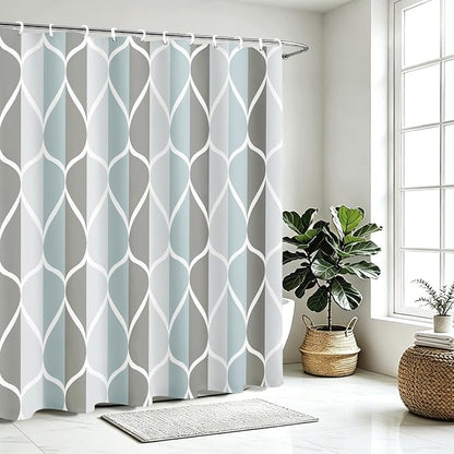 Gelbchu Grey Blend Geometric Shower Curtain for Bathroom, 72x72 Inch | with Hooks, Premium Polyester, Quick Dry, Water Repellent, Machine Washable, Rustproof Grommets, Modern Minimalist