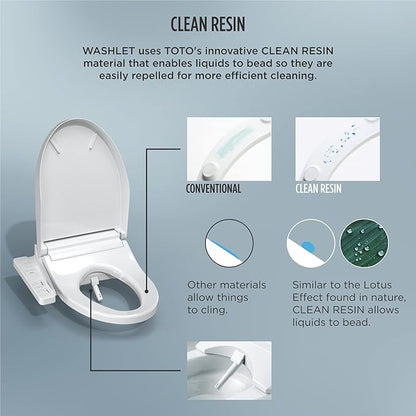 TOTO® WASHLET® KC2 Electronic Bidet Toilet Seat with Heated Seat and SoftClose Lid, Elongated, Cotton White - SW3024#01