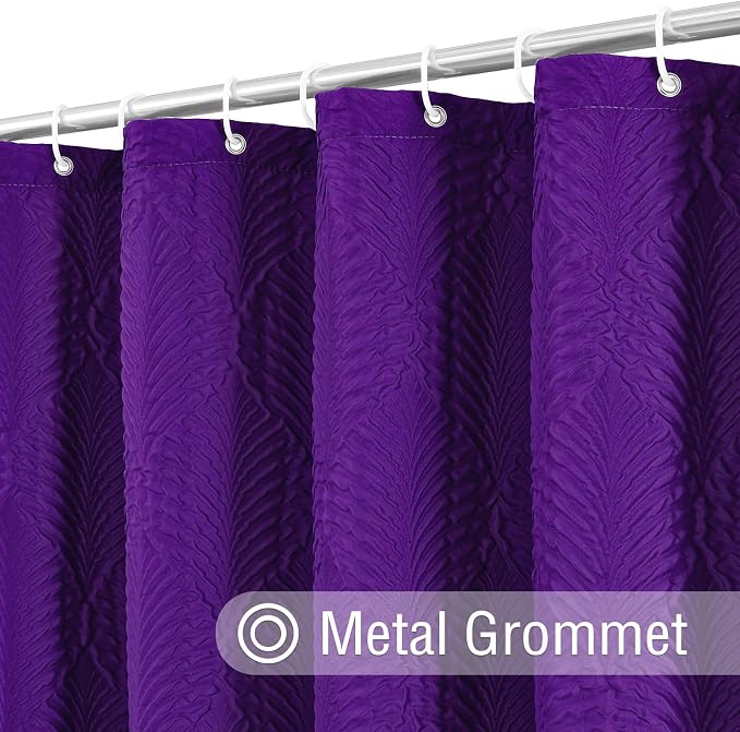 Purple Shower Curtain for Bathroom, 3D Embossed Textured Fabric Shower Curtain, Modern Farmhouse Chic Soft Cloth Shower Curtain Set with Hooks, 72x72