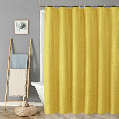 Aiyufeng Moga Lemon Yellow Shower Curtain - 3D Embossed Cloth Shower Curtain for Bathroom, Hotel Luxury Yellow Bathroom Curtains, Machine Washable, Standard Size 72Wx78H