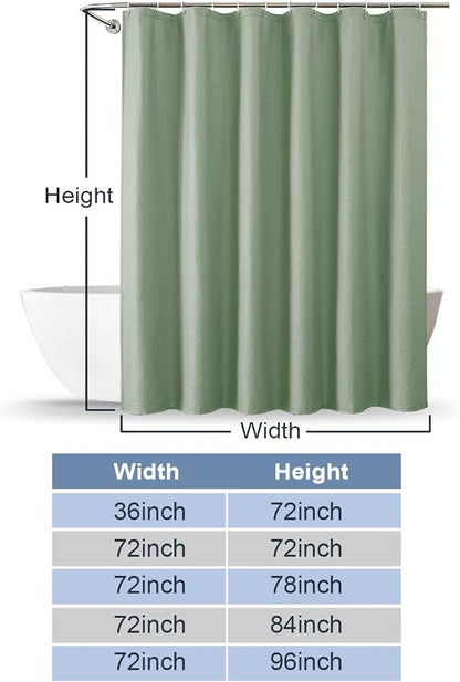 Sage Green Shower Curtain for Bathroom 78 Inches Long, 3D Embossed Textured Fabric Farmhouse Shower Curtain Soft Cloth, Water Repellent, Machine Washable, Hotel Style, 72"W x 78"L, Sage Green