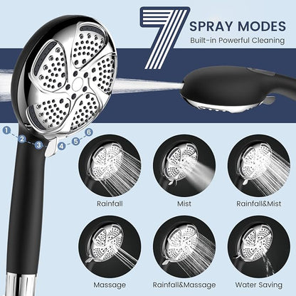 FEELSO Filtered Shower Head with Handheld, High Pressure 7-Spray Showerhead | Shower Filter Head for Hard Water, Remove Chlorine, Reduce Dry Itchy Skin, Anti-clog Nozzles, Power Wash to Clean Tub&Pet