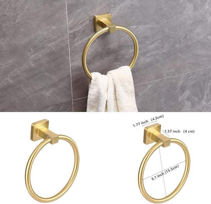 5 Piece Bathroom Hardware Accessories Set Brushed Gold,24 Inch Towel Bar Set,Towel Rack Set,Bathroom Towel Holder Set