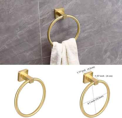 5 Piece Bathroom Hardware Accessories Set Brushed Gold,24 Inch Towel Bar Set,Towel Rack Set,Bathroom Towel Holder Set