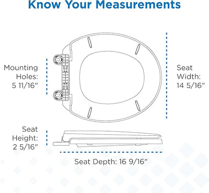 Gerber Round Front Toilet Seat with Cover, Soft Close, No Slam, Quick & Easy Install, Heavy-Duty Plastic, Durable & Fade-Resistant, White GC550129