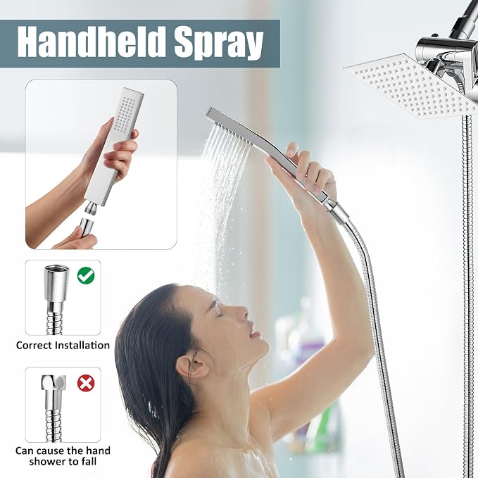 Aolemi Shower Faucet Set System with Handheld 6 Inch Head Oil Rubbed Bronze | Shower Valve and Trim Kit,6 Inch Head and Handle Set,Handheld Spray,Bathroom Renovation or Remodeling