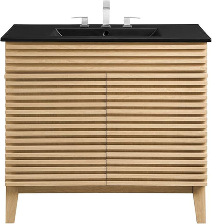 Modway Render 36" Bathroom Vanity in Oak Black