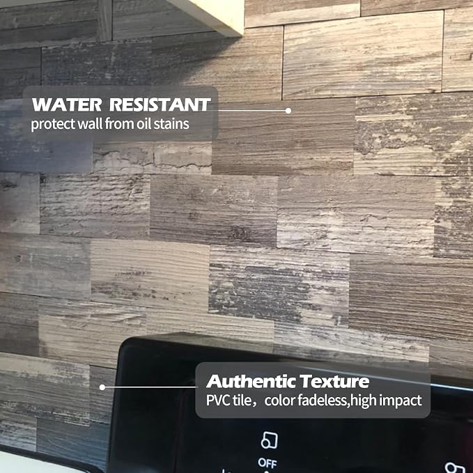 2026 New Upgrade Peel and Stick Backsplash Tile, Peel and Stick 11.34" X 11.57" Wall Tile for Kitchen, Bathroom, Fireplace, Laundry (Light Rustic, 10 Packs)