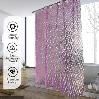 Shower Curtain Liner, Eva Pink 4G Lightweight Shower Liner, Plastic Waterproof Shower Curtains, 72x72 inch with 12 Grommet Holes 3 Large Magnetic Weights
