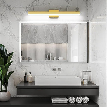 Ralbay 31.5inch Gold Vanity Light with 5 Color Temperature (2700K-6000K) Dimmable Acrylic Metal 30W LED Modern Matte Gold Bathroom Light Fixtures
