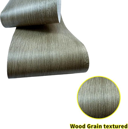 Teemall 10M Black Wood Grain Removable PVC Waterproof Border Wall Decor Removable Self Adhesive Kitchen Bathroom Tiles Sticker Wallpaper 4.2x390 (Gray, 2" x 390")