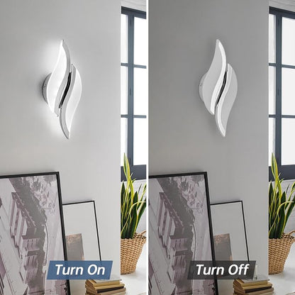 CANEOE Modern LED Wall Sconce 6000K Chrome Indoor Wall Light Fixtures Acrylic Wall Sconce Lighting for Living Room Bedroom Bedside Bathroom Hallway Stairway Wall Lamp (Chrome, 1 Pack, 6000K)