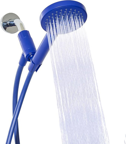 sproos! - Handheld Showerhead, High Pressure Performance, Blue | Colorful - Easy DIY Installation - Renter Friendly - 3 Spray Functions with Pause - Extra Long 70 Inch Flexible Hose