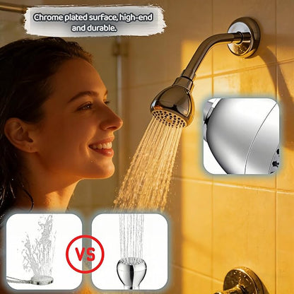High Pressure Shower Head with 45 Self-Cleaning Nozzles, 360° Brass Ball Joint, Anti-Clogging & Leakproof, Powerful Jet for Low Water Pressure, SPA Rainfall Experience