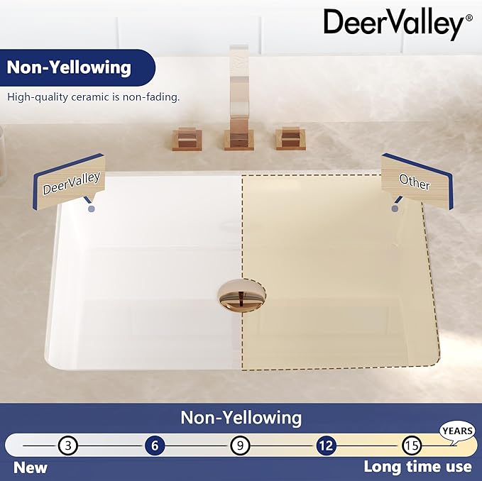 DeerValley 20x16 Inch Black Rectangular Undermount Bathroom Sink, Porcelain Ceramic Vessel Sink with Overflow, Modern Vanity Basin, DV-1U201