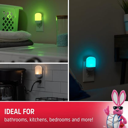 Energizer LED Color-Changing Plug in Night Light, Red, Green, Blue, Purple | Auto-On RGB Nightlight Plug into Wall for Kids, Adults, Girls, Boys, Toddlers, Bedroom, Bathroom, Hallway, 81567