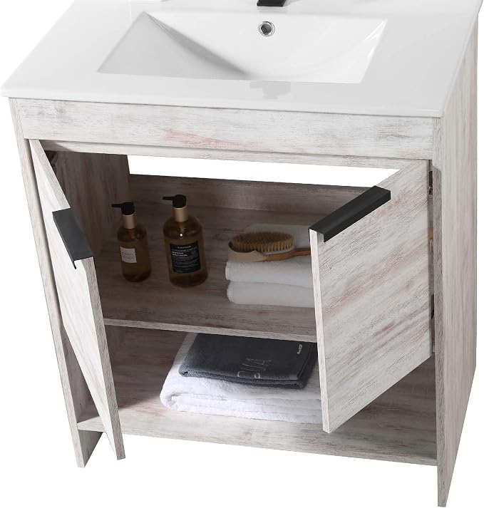 Phoenix 30 Inch Bathroom Vanity with Sink – Modern Design, Soft-Close Doors, Storage Drawers, Durable Build – Rustic Vanity for Small Bathrooms (Full Assembly Required)