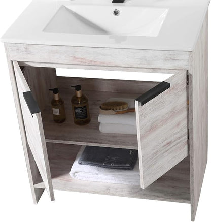 Phoenix 30 Inch Bathroom Vanity with Sink – Modern Design, Soft-Close Doors, Storage Drawers, Durable Build – Rustic Vanity for Small Bathrooms (Full Assembly Required)