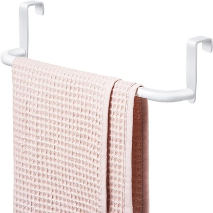 Patelai Over Cabinet Door Towel Bar, Metal Kitchen Rack,White | Hang Inside or Outside Cabinet for Hand Towels, No Drill Install, Bathroom Organizer, Saves Counter Space, Fits Doors