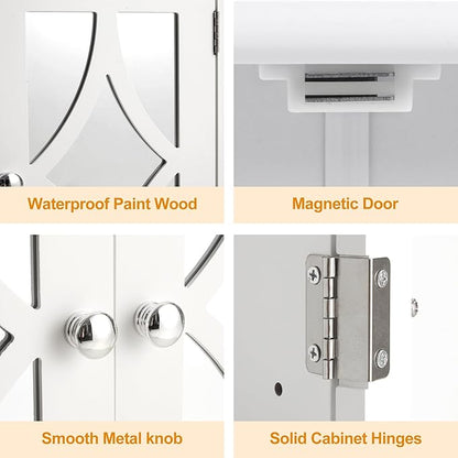 RoyalCraft Bathroom Wall Cabinet with Mirror, Over the Toilet Storage Cabinet with Towel Rack and Adjustable Shelf, Large Bathroom Medicine Cabinet Wall Mount 22x25 inch (White)