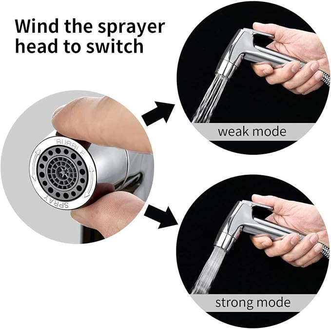 Handheld Bidet Sprayer Toilet Bathroom with Wall Bracket Hose Set, Closestool, Squatting Pan, Water Flower, Floor Cleaning Cloth Diaper for Bathroom Hygiene 3 Set (Note: linker not Included)