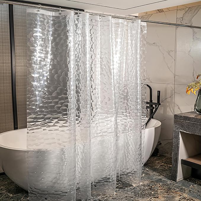 Shower Curtain Liner, 100% Waterproof EVA Shower Curtains with 3 Duty Heavy Bottom Magnets and 12 Rust Proof Grommets, 72x72 Weighted Shower Liner for Shower Stall, Bathtubs