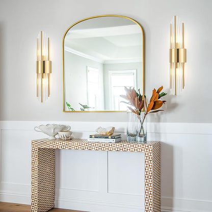 Sconces wall set of 2, Gold sconces wall set of 2, 2-Light Modern Brushed Titanium Gold Wall Sconce, Scones lighting, Modern wall sconces, for Living Room, Bathroom, Vanity, Staircase, Hallway