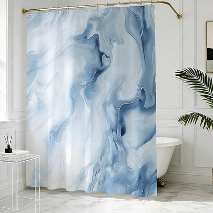 Mocsicka Shower Curtains for Bathroom, Blue Marble Shower Curtain for Bathroom, Abstract Blue and White Shower Curtain Modern Art Decor Waterproof Bath Curtain for Modern Bath Decor, 72 X 72 Inch
