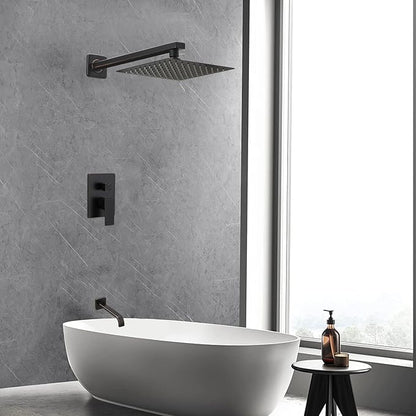 ‎Oil Rubbed Bronze Shower Faucet Set with Tub Spout Bathroom Luxury Rain Mixer Shower Head System Wall Mounted Shower Faucet Complete, Single Handle Tub and Shower Trim Kit with Rough-in Valve