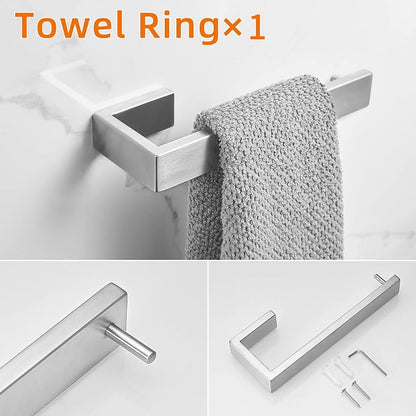 Fapully 5 Piece Bathroom Hardware Set Stainless Steel Bathroom Accessories | Brushed Nickel | SUS304 Stainless Steel | Wall Mounted